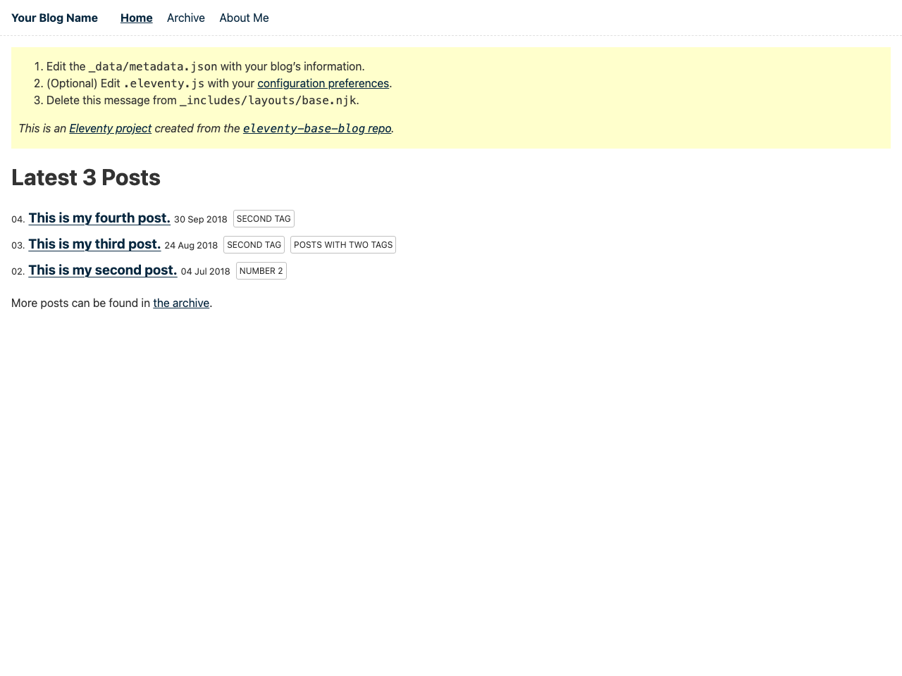 Eleventy Base Blog screenshot