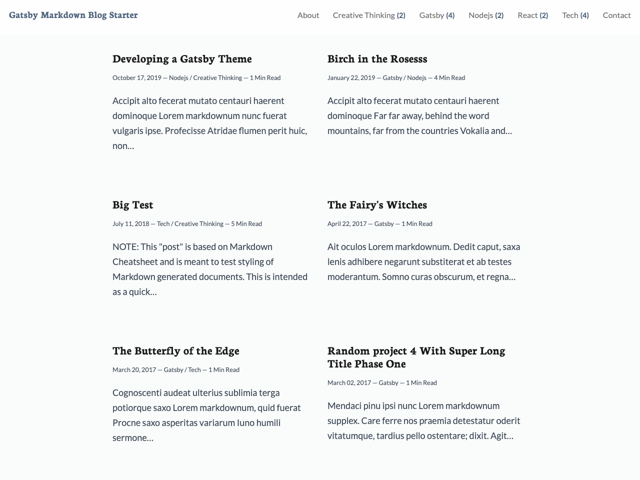 Gatsby Markdown Blog Starter screenshot
