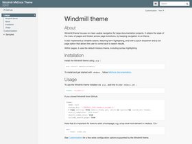 MkDocs Windmill screenshot
